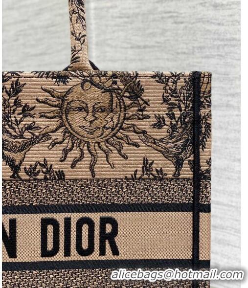 New Fashion Dior Medium Book Tote Bag Bag in Toile de Jouy Soleil Embroidery CD5083 Beige/Black 2024