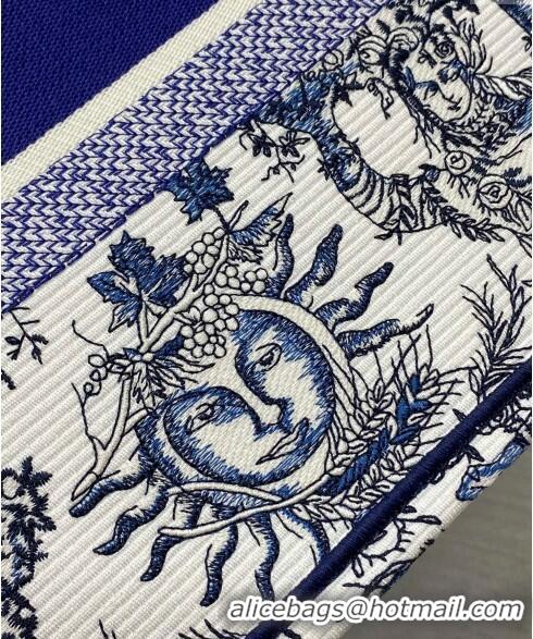 Buy Fashionable Dior Medium Book Tote Bag Bag in Toile de Jouy Soleil Embroidery CD5086 White/Blue 2024