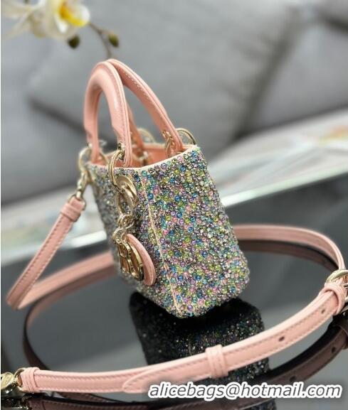 Promotional Dior Micro Lady Dior Bag with Crystals Beads 0415 Pink 2024