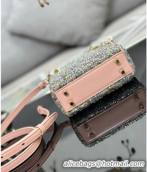 Promotional Dior Micro Lady Dior Bag with Crystals Beads 0415 Pink 2024