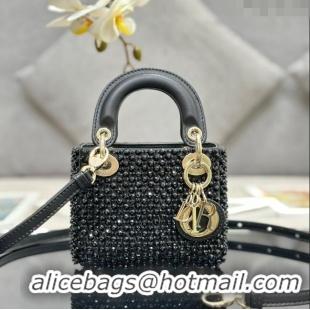 Good Taste Dior Micro Lady Dior Bag with Beads 0415 Black 2024