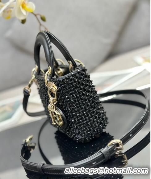 Good Taste Dior Micro Lady Dior Bag with Beads 0415 Black 2024