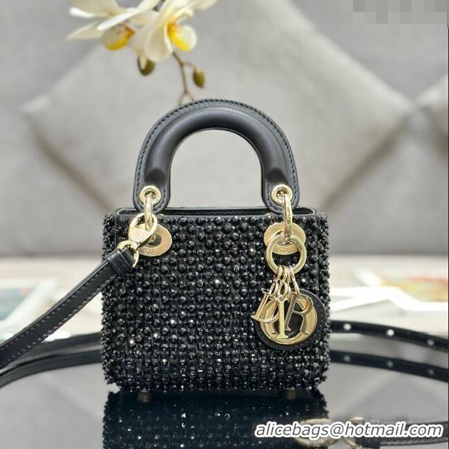 Good Taste Dior Micro Lady Dior Bag with Beads 0415 Black 2024