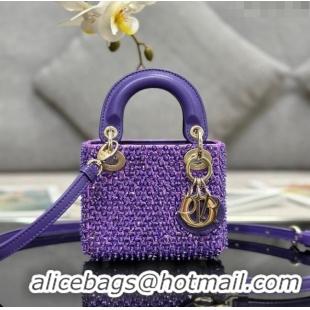 Trendy Design Dior Micro Lady Dior Bag with Beads 0415 Purple 2024