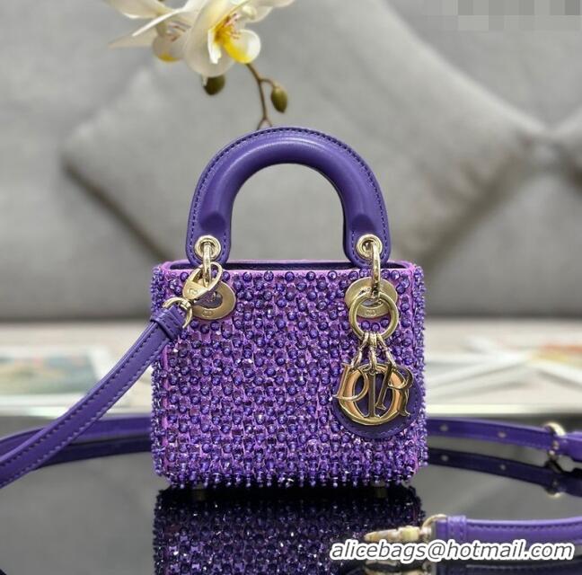 Trendy Design Dior Micro Lady Dior Bag with Beads 0415 Purple 2024