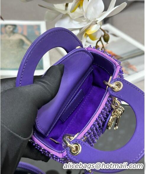 Trendy Design Dior Micro Lady Dior Bag with Beads 0415 Purple 2024