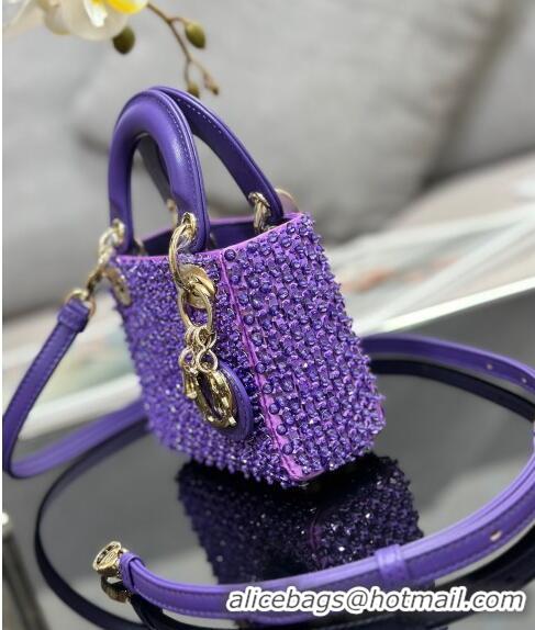 Trendy Design Dior Micro Lady Dior Bag with Beads 0415 Purple 2024