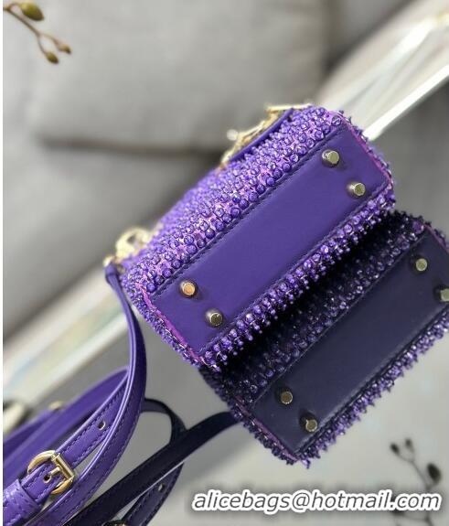 Trendy Design Dior Micro Lady Dior Bag with Beads 0415 Purple 2024