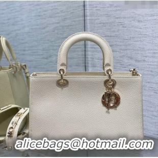 Well Crafted Dior Medium Lady D-Sire My ABCDior Tote Bag in Grained Calf Leather CD5100 White 2024