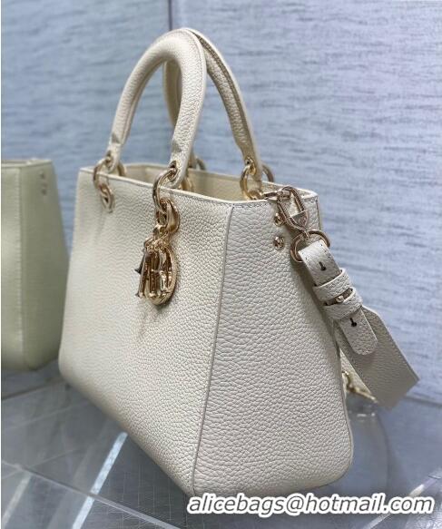 Well Crafted Dior Medium Lady D-Sire My ABCDior Tote Bag in Grained Calf Leather CD5100 White 2024