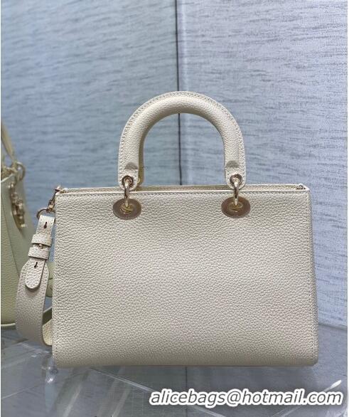 Well Crafted Dior Medium Lady D-Sire My ABCDior Tote Bag in Grained Calf Leather CD5100 White 2024