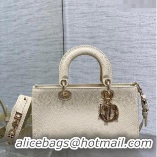 Discount Dior Small Lady D-Sire My ABCDior Tote Bag in Grained Calf Leather CD5102 White 2024