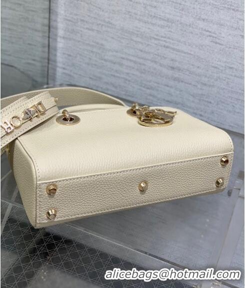 Discount Dior Small Lady D-Sire My ABCDior Tote Bag in Grained Calf Leather CD5102 White 2024