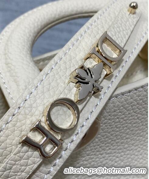 Discount Dior Small Lady D-Sire My ABCDior Tote Bag in Grained Calf Leather CD5102 White 2024