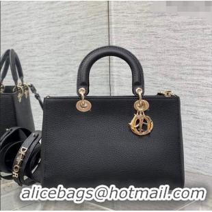 Pretty Style Dior Medium Lady D-Sire My ABCDior Tote Bag in Grained Calf Leather CD5100 Black 2024