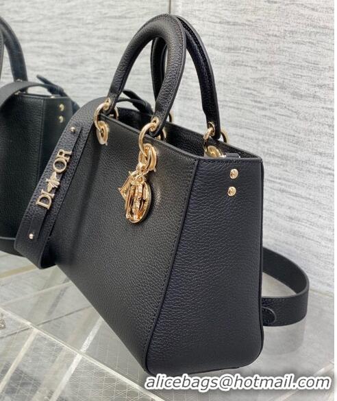 Pretty Style Dior Medium Lady D-Sire My ABCDior Tote Bag in Grained Calf Leather CD5100 Black 2024