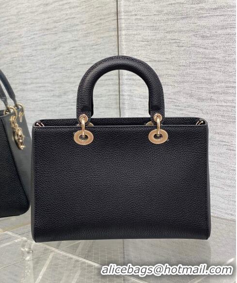 Pretty Style Dior Medium Lady D-Sire My ABCDior Tote Bag in Grained Calf Leather CD5100 Black 2024