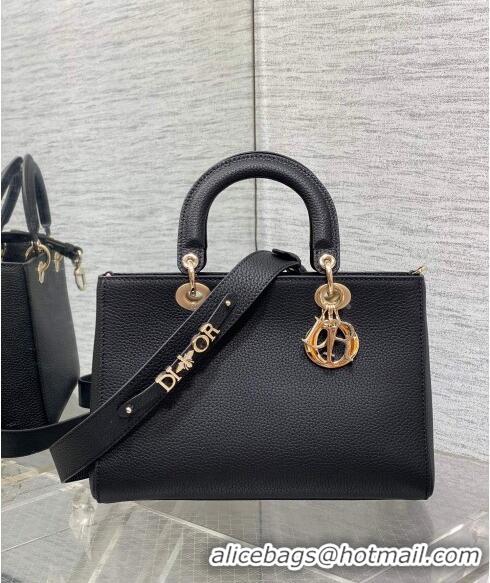 Pretty Style Dior Medium Lady D-Sire My ABCDior Tote Bag in Grained Calf Leather CD5100 Black 2024