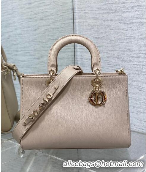 Well Crafted Dior Medium Lady D-Sire My ABCDior Tote Bag in Grained Calf Leather CD5100 Powder Pink 2024