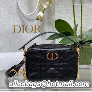 Big Discount Dior Small Dior Caro Top Handle Camera Bag in Macrocannage Calfskin CD5108 Black 2024