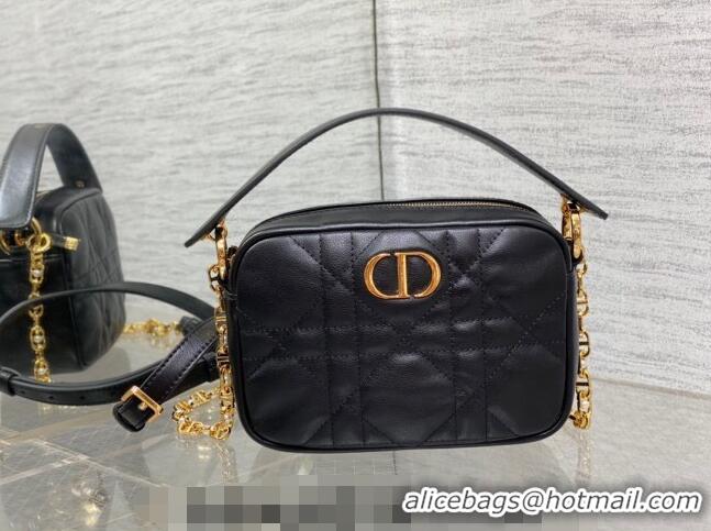 Big Discount Dior Small Dior Caro Top Handle Camera Bag in Macrocannage Calfskin CD5108 Black 2024