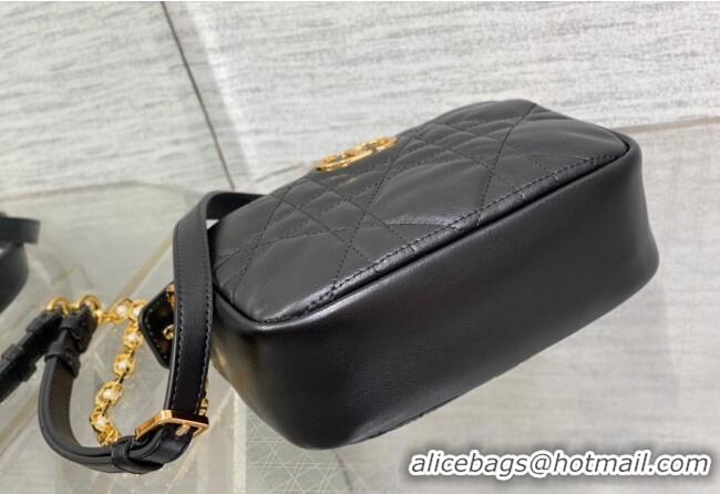 Big Discount Dior Small Dior Caro Top Handle Camera Bag in Macrocannage Calfskin CD5108 Black 2024