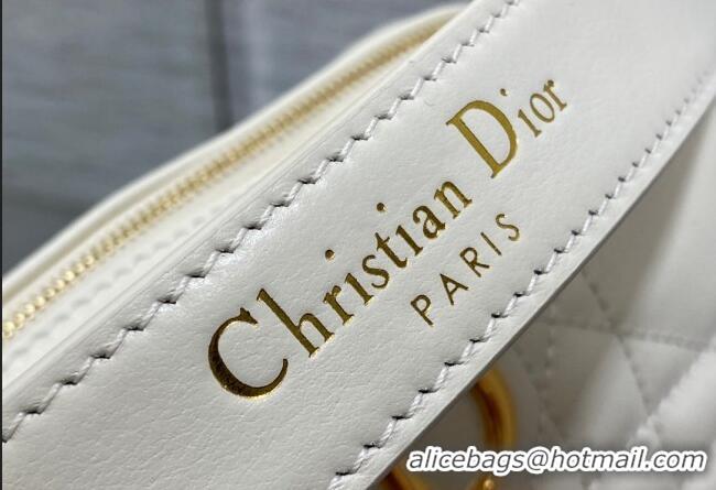 Famous Brand Dior Small Dior Caro Top Handle Camera Bag in Macrocannage Calfskin CD5108 White 2024