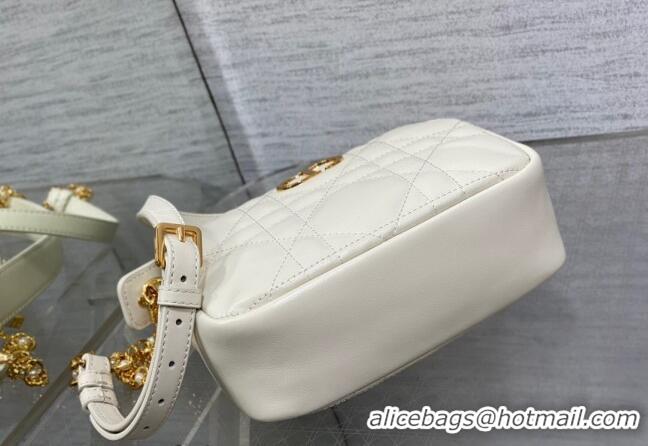 Famous Brand Dior Small Dior Caro Top Handle Camera Bag in Macrocannage Calfskin CD5108 White 2024