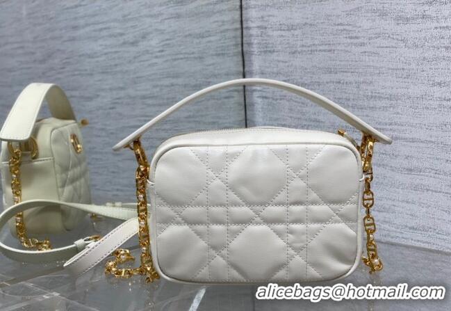 Famous Brand Dior Small Dior Caro Top Handle Camera Bag in Macrocannage Calfskin CD5108 White 2024