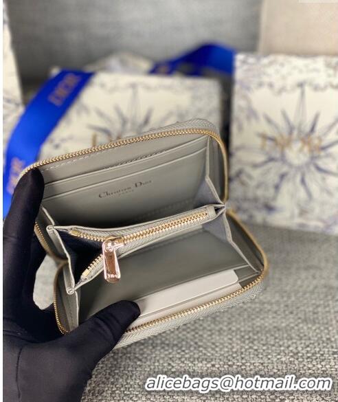 Famous Brand Dior Small Lady Dior Voyageur Coin Purse Wallet in Cannage Lambskin CD5110 Grey 2024