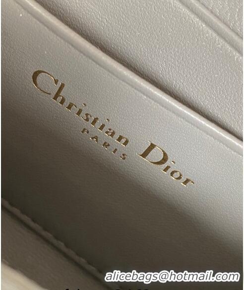 Famous Brand Dior Small Lady Dior Voyageur Coin Purse Wallet in Cannage Lambskin CD5110 Grey 2024