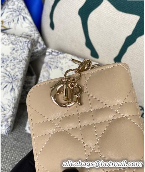 Trendy Design Dior Small Lady Dior Voyageur Coin Purse Wallet in Cannage Lambskin CD5110 Nude 2024