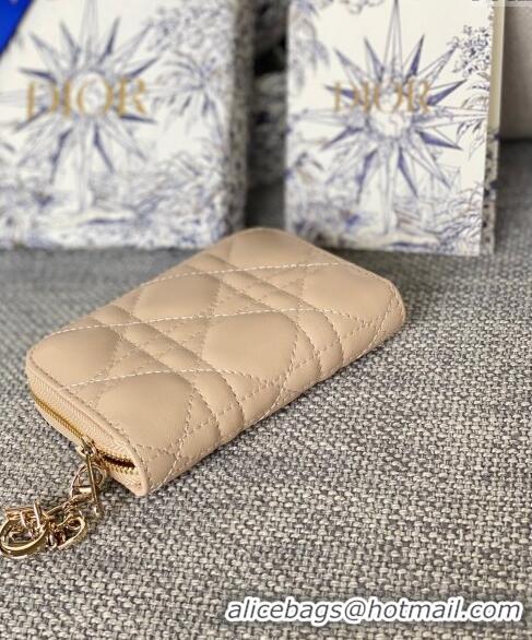 Trendy Design Dior Small Lady Dior Voyageur Coin Purse Wallet in Cannage Lambskin CD5110 Nude 2024