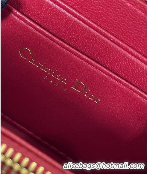 Best Price Dior Small Lady Dior Voyageur Coin Purse Wallet in Cannage Lambskin CD5110 Red 2024