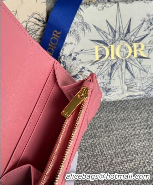 Reasonable Price Dior Caro Glycine Card Pouch Wallet in Cannage Grained Calfskin 0415 Pink 2024