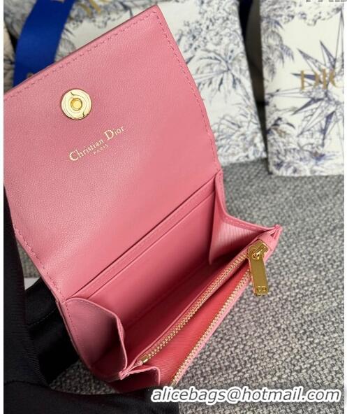 Reasonable Price Dior Caro Glycine Card Pouch Wallet in Cannage Grained Calfskin 0415 Pink 2024