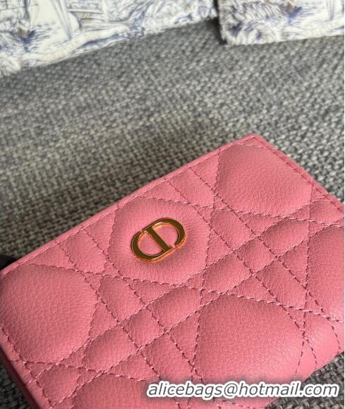 Reasonable Price Dior Caro Glycine Card Pouch Wallet in Cannage Grained Calfskin 0415 Pink 2024