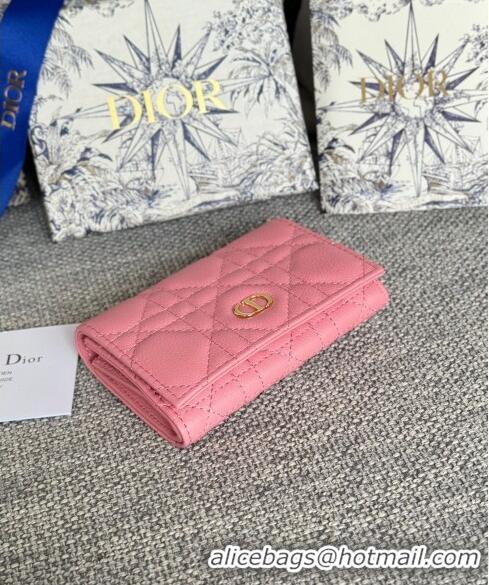 Reasonable Price Dior Caro Glycine Card Pouch Wallet in Cannage Grained Calfskin 0415 Pink 2024