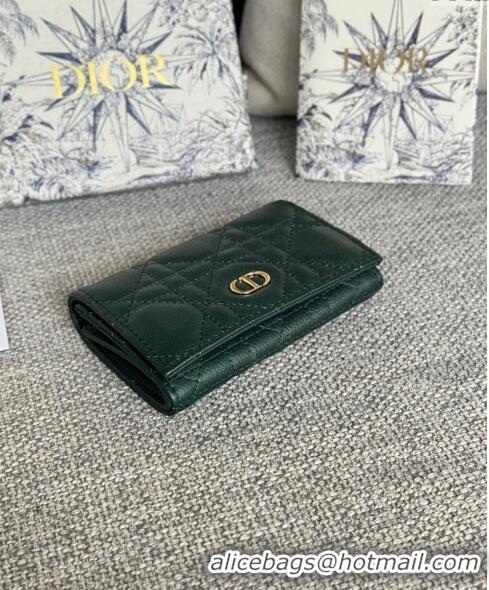 Top Quality Dior Caro Glycine Card Pouch Wallet in Cannage Grained Calfskin 0415 Green 2024