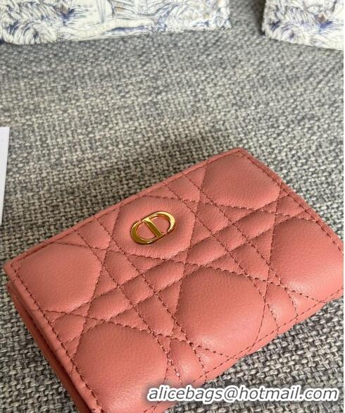 Classic Specials Dior Caro Glycine Card Pouch Wallet in Cannage Grained Calfskin 0415 Dark Pink 2024