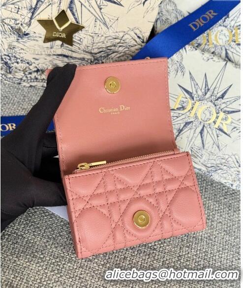 Classic Specials Dior Caro Glycine Card Pouch Wallet in Cannage Grained Calfskin 0415 Dark Pink 2024