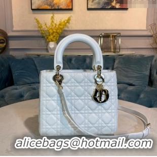 Buy Cheap Dior Medium Lady Dior Bag in Cannage Lambskin 44532 White/Gold 2024