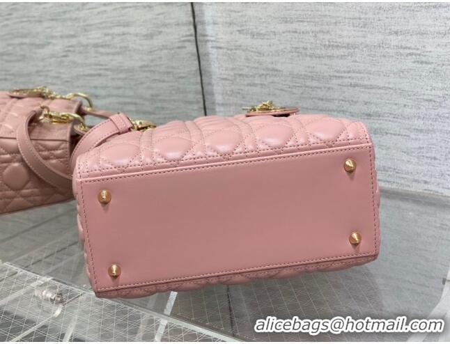 Low Price Dior Medium Lady Dior Bag in Cannage Lambskin 44532 Pink/Gold 2024