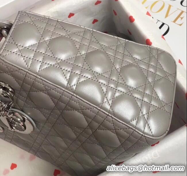 Top Quality Dior Medium Lady Dior Bag in Cannage Lambskin 44532 Pearl Grey/Silver 2024