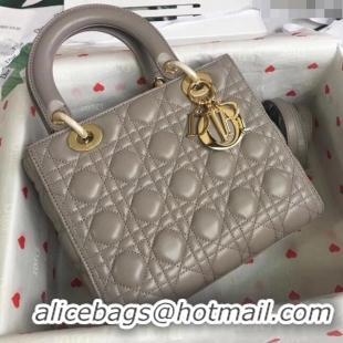 Pretty Style Dior Medium Lady Dior Bag in Cannage Lambskin 44532 Grey/Gold 2024