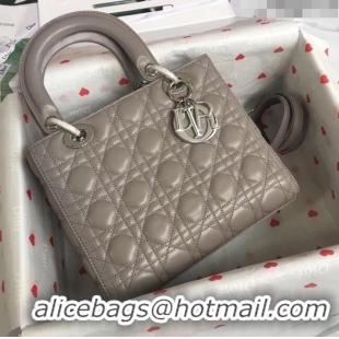 Unique Grade Dior Medium Lady Dior Bag in Cannage Lambskin 44532 Grey/Silver 2024