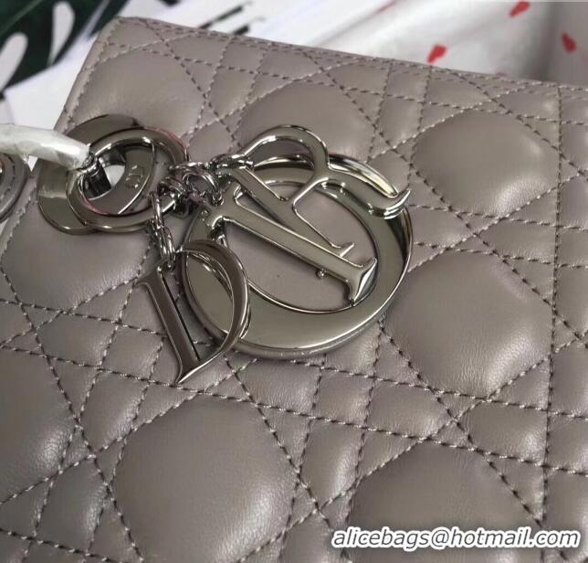 Unique Grade Dior Medium Lady Dior Bag in Cannage Lambskin 44532 Grey/Silver 2024