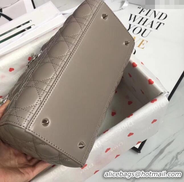 Unique Grade Dior Medium Lady Dior Bag in Cannage Lambskin 44532 Grey/Silver 2024