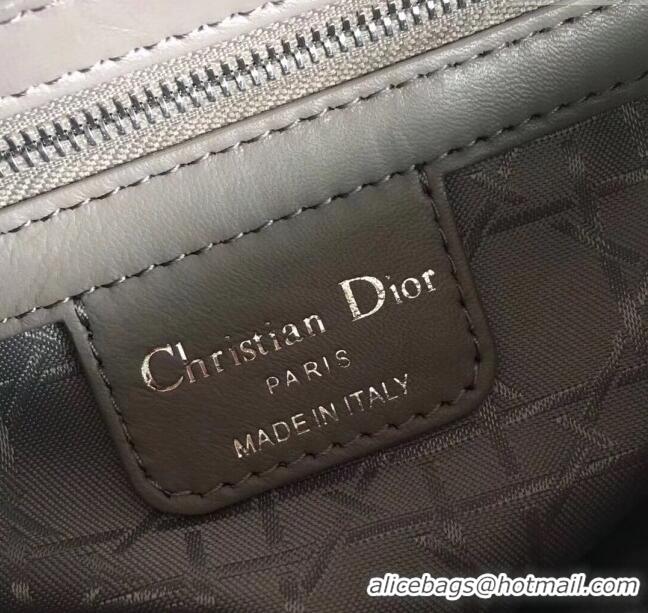 Unique Grade Dior Medium Lady Dior Bag in Cannage Lambskin 44532 Grey/Silver 2024