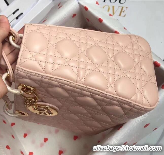 Top Quality Dior Medium Lady Dior Bag in Cannage Lambskin 44532 Light Pink/Gold 2024